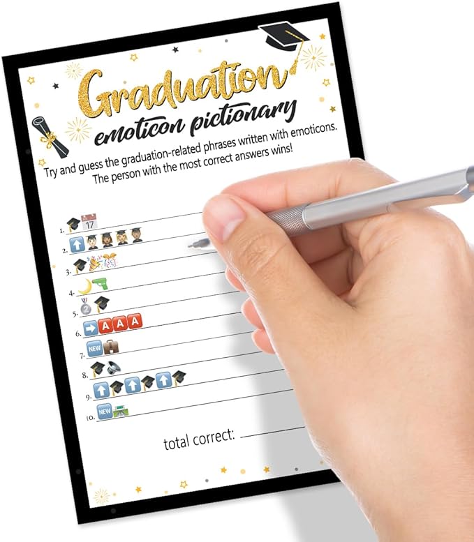 Yangmics Direct 2025 Graduation Party Card,Graduation Table Cards,Graduation Emoticons Pictionary Theme,30PCS Graduation Party Ideas Activities Supplies Decor for Class