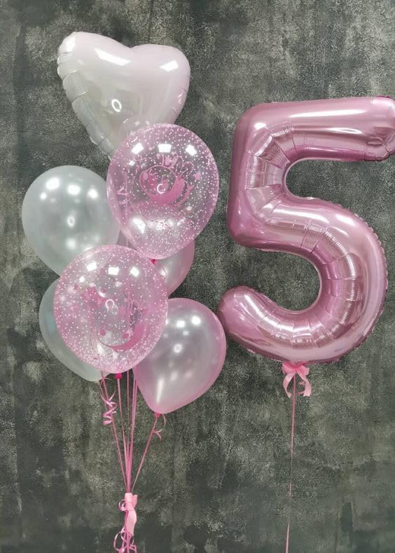Balloon Numbers 40 Inch 5 Ballon for 5th Birthday Decorations, 15 25 35 50 Big Pink Number Balloons for Wedding Photo Shoot Party Decor