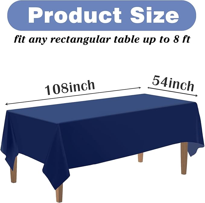 Kopokita 12PCS Navy Blue Plastic Tablecloths 54 x 108 Inch, Disposable Table Cloths Rectangle Party Table Covers