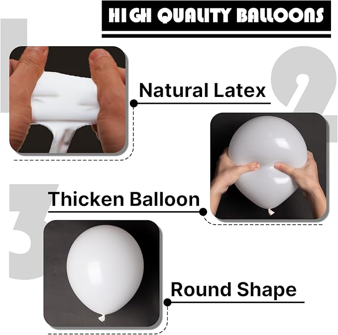 PartyWoo White Balloons 152pcs Different Sizes Pack of 18 12 10 5 Inch Matte Balloons Arch Kit for Baby Shower Birthday Graduation Wedding Anniversary Bridal Shower Party Decorations White-Y13