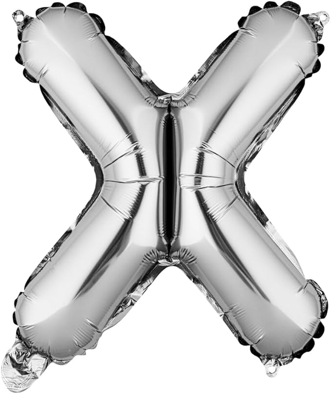 Restaurantware-Balloonify 16 Inch Letter Balloon, 1 Alphabet Party Balloon - Letter X, Self-Sealing, Silver Foil Mylar Finish, Hanging Loop, Decoration For Birthday, Wedding, Or Graduation