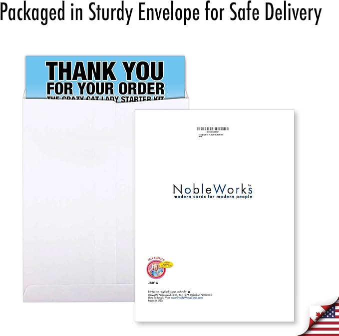 NobleWorks - 1 Funny Jumbo Birthday Greeting Card (8.5 x 11 Inch) - Cute Animal Humor for Birthday, Large Card - Cat Lady Starter Kit J8016