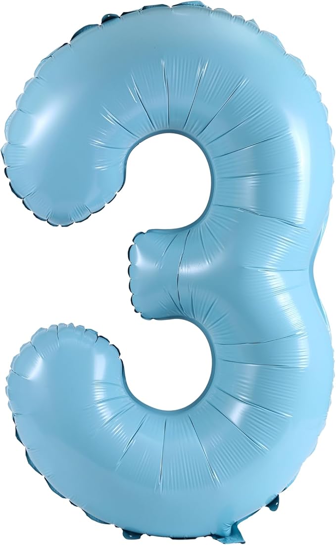 40 Inch Large Foil Helium Number Balloon Birthday Wedding Party 0-9 (Baby Blue, 3)