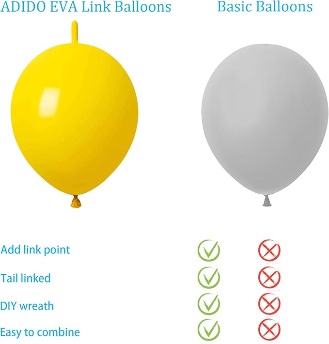 Link Balloons Yellow 6 Inch 12 Inch Latex Quick Linkale Balloon 160 Pcs for Birthday, Halloween, Christmas, Party Festival Decorations