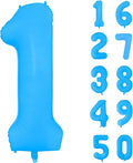 Fluorescent Blue Number Balloon 40 inch Giant Foil Helium Balloons Blue Number 1 Balloon for 1st Birthday Party Decorations