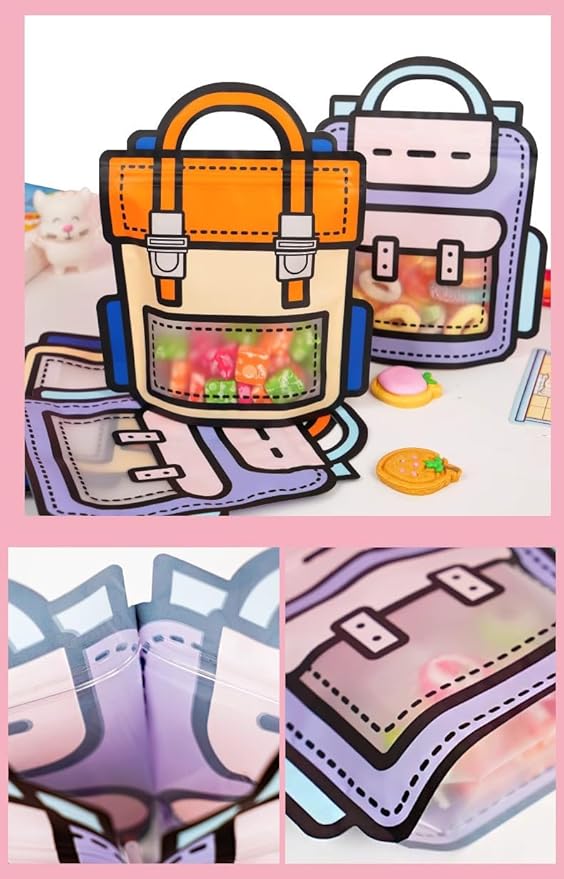 Trendybag Orange&Purple Top-handle Party Goodie bags, Grip n’ Seal 20 Pcs Birthday bags with Stand-up Bottom (Small, Orange)