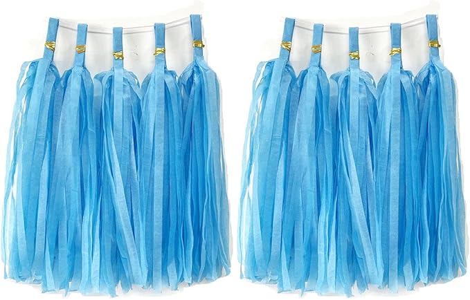 Tissue Paper Tassels Garland Banner Table Decor Party Banner Wedding Birthday Baby Shower Nursery Party Decorations Supplies (20, Sky-Blue)