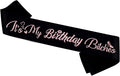 It's My Birthday Bitches Sash,Rose Gold Foil Black Birthday Sash for Women and Girls.Funny Birthday Party Decorations,