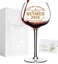 2026 Retirement Gifts for Women men,Funny Retirement Decorations，Retired Wine Glass For Women men 16 Oz, Farewell Card for Retired Woman.