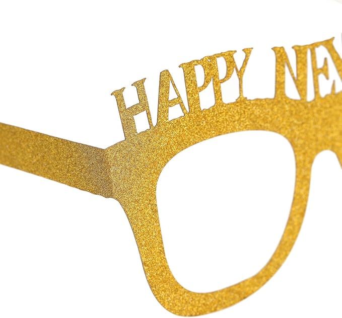 BinaryABC Happy New Year Glasses,Glitter Glasses Frames,2026 New Years Eve Party Decorations,Happy New Year Party Favor,10Pcs
