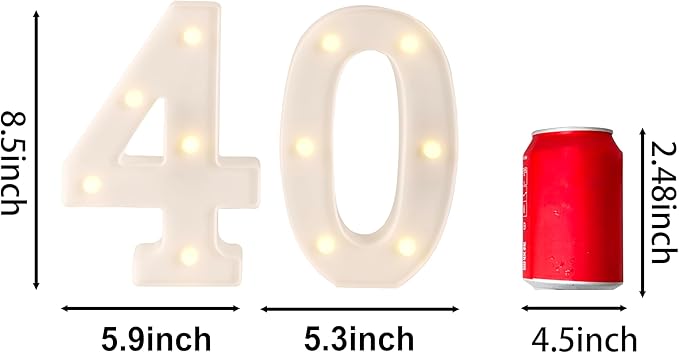 40th Birthday Decorations Woman Man,Marquee Numbers for 40th Wedding Anniversary Decorations,Light up Numbers 40 Sign for Party Backdrop Wall Decor,40 Birthday Centerpieces Table Decoration