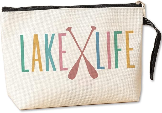 Jztco Unique Lake House Decor Lake Gift Ideas Lake Gifts for Women Housewarming Gifts for Lake Lovers Boat Gifts for Boaters Boat Accessories Gifts Fishing Gifts Lake Decor Girls Trip Makeup Bag