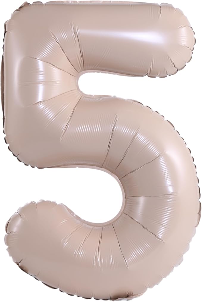 YPSelected 32 Inch Large Foil Helium Number Balloon Birthday Wedding Party 0-9 (Cream, 5)