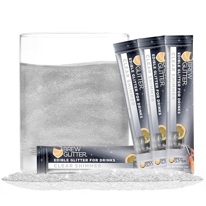 Brew Glitter Clear Edible Drink Glitter 4 x 2g Packets for Cocktails, Beer, Wine & Beverages