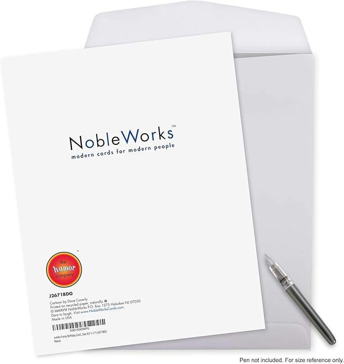 NobleWorks - 1 Big Funny Birthday Card Cartoon (8.5 x 11 Inch) - Jumbo Comic Humor, Group Greeting Card with Envelope - Reincarnation J2671BDG