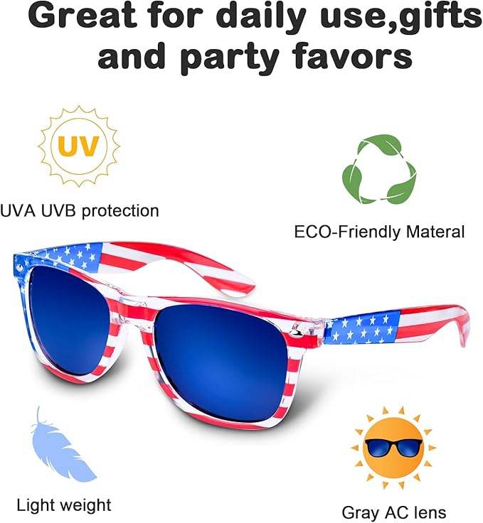 3Pcs American Flag Sunglasses, 4th of July Decor Party Accessories, Independence Day Decorations