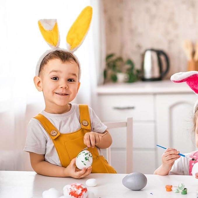 Bunny Headband Easter Hair Bands for Women Girls Kids, Yellow Cute Plush Rabbit Ears Hair Accessories Non Slip Headbands Easter Day Party Decoration Supplies