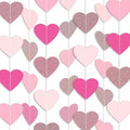 Hot-Pink Rose-Gold Heart Garland Hanging Decorations, 52 Feet, Hanging Streamers for Valentine, Wedding, Birthday Parties, Mother's Day, Bridal Showersal, Bachelorette Party (Hot-Pink Rose-Gold)
