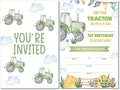 Soiceu Cute Tractor 1st Birthday Party Invitations with Envelopes Set of 20 Green Boy Farm 1st 1 Year Old First Birthday Party Invites