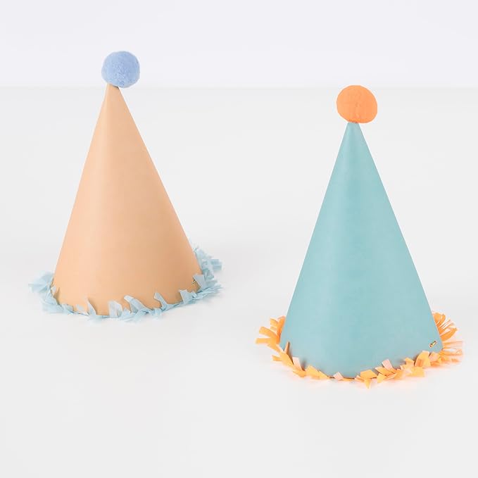 Meri Meri Birthday Party Hats, Pack of 8 Bright and Colorful Cone Birthday Hats for Kids & Adults, Cone Party Hats