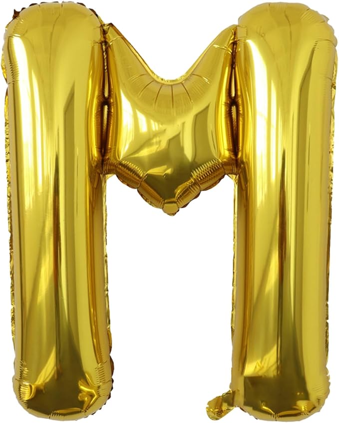 M Letter Balloons, 40 Inch Large Gold Letter Balloons, A to Z Mylar Balloons Letters, M Foil Balloon, for Birthday, Baby Shower, Wedding, Anniversary Party Decoration