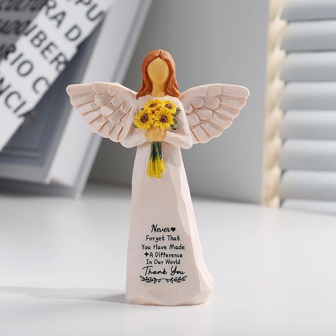 Thank You Gifts for Women,5.5'' Handmade Angel Figurine Sunflower Gifts for Women,Employee Appreciation Gift,Appreciation Gift for Teacher Coworkers Boss Lady