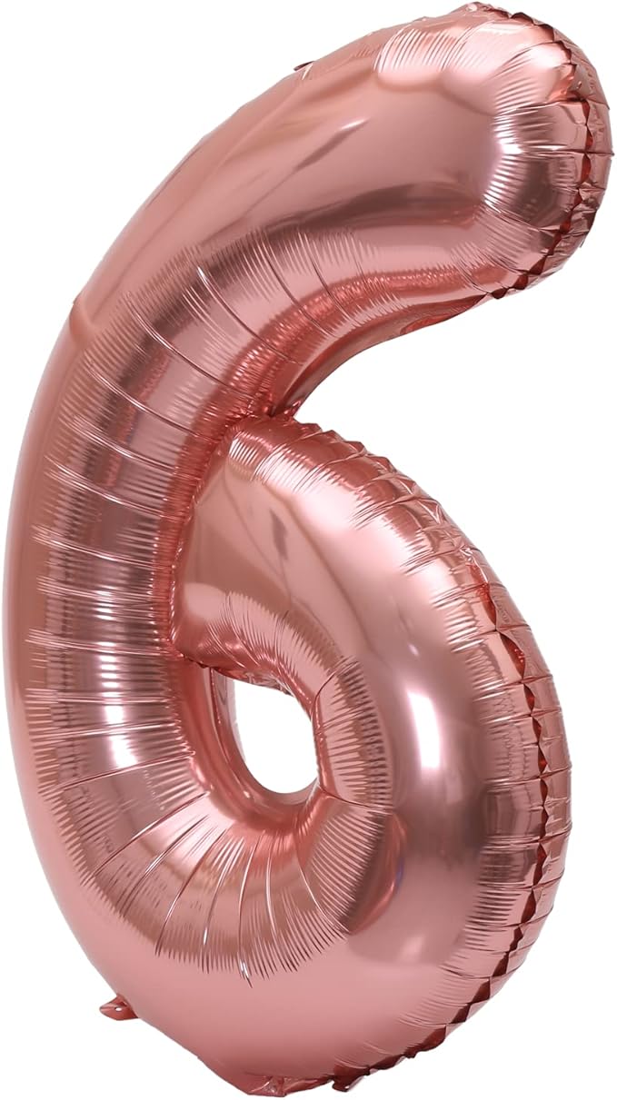 YPSelected 32 Inch Large Foil Helium Number Balloon Birthday Wedding Party 0-9 (Rose Gold, 6)