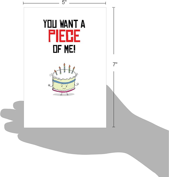 The Best Card Company - Birthday Puns Cake, Multicolored, 5x7 Envelope, 1 Card, 0.64 Ounces