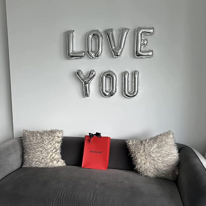 26pcs Silver Letter Balloons Foil Alphabet A-Z Balloons Custom Personalized Phrase for Anniversary Wedding Party Decor Banner (16 Inch A-Z 26 Pcs)