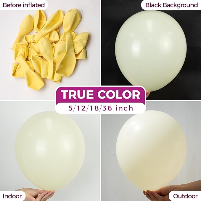 Bezente Pastel Yellow Latex Party Balloons - 100 Pack 12 inch Round Helium Light Yellow Balloons for Easter Birthday Bridal Shower Wedding Sunflower Party Decorations