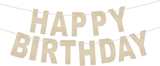 Happy Birthday Banner Gold Glitter Banner for Women and Men - Birthday Party Hanging Decorations (gold)