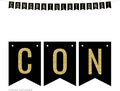 Andaz Press Faux Gold Glitter on Black Party Banner Decorations, Congratulations!, Approx 5-Feet, 1-Set, Birthday Wedding Baby Shower Colored Hanging Pennant Decor