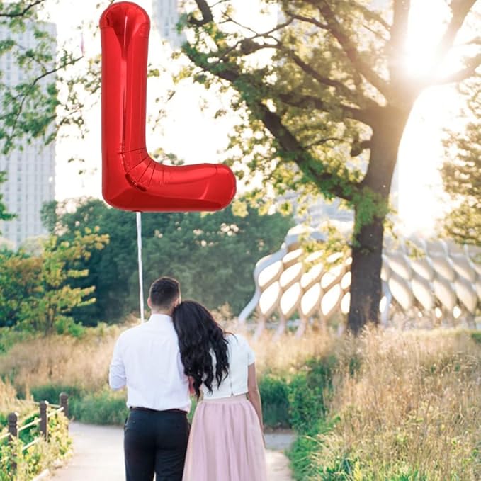 TONIFUL 40 Inch Large Bright Red Letter Balloons A-Z, Giant Jumbo Helium Foil Mylar Big Letter L Balloons for Birthday Party Anniversary Wedding Decorations
