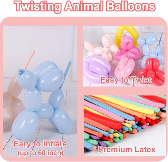 200Pcs 260 Long Balloons, Twisting Animal Balloons Assorted Color - Thickening Latex Magic Long Balloon for Animals Modeling Wedding Birthday Party Decorations
