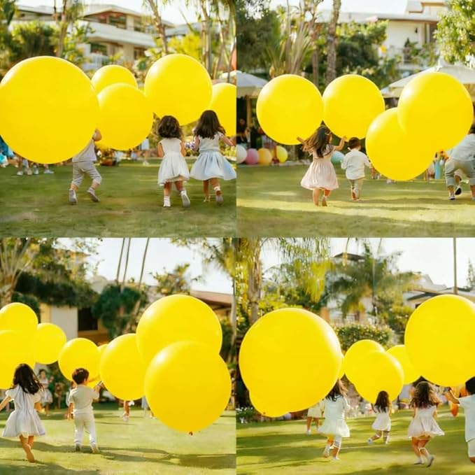 50 Pcs Giant Yellow Latex Balloon Kit - Mixed Sizes 18", 24", 36" Pool Party Decorations for Easter, Thanksgiving, Baby Shower, Summer Parties, Halloween & Events