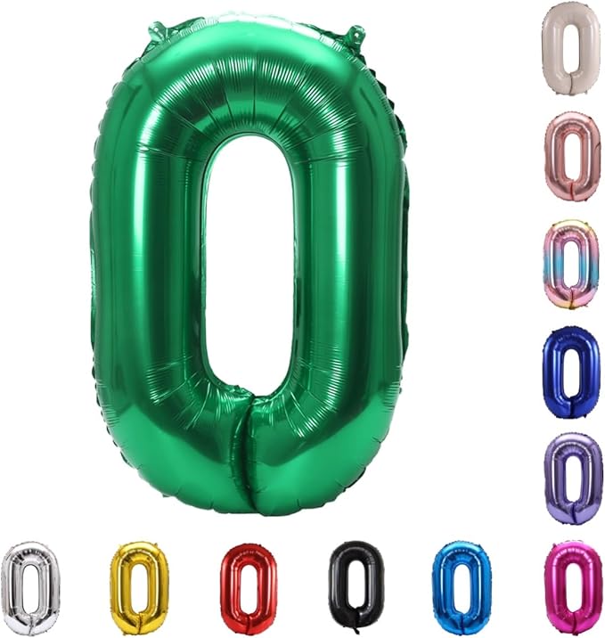 YPSelected 32 Inch Large Foil Helium Number Balloon Birthday Wedding Party 0-9 (Green, 0)