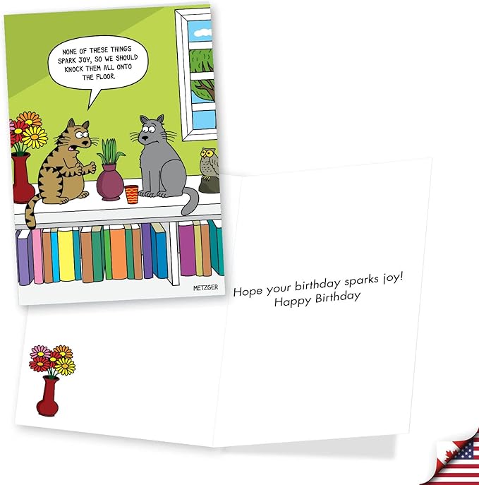 NobleWorks Assorted 3 Pack of Cats Humor Birthday Cartoons Greeting Cards with Envelopes (3 Designs, 1 Each) Cat Laughs VC2805BDG-C1x3