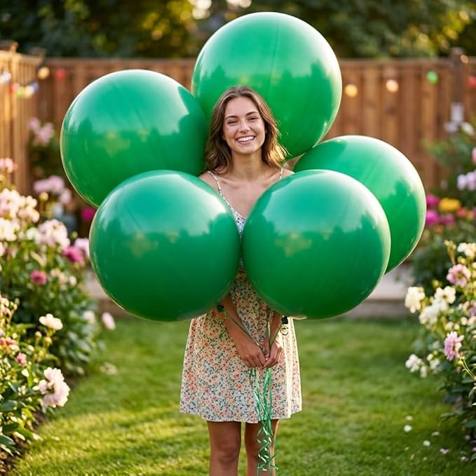 KALOR 36 Inch Giant Dark Green Balloons, 6 Pack Large Round Green Latex Balloons for Anniversary, Birthday, Christmas, Wedding, Baby Shower Party Decorations