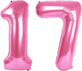 Pink Jumbo Number 17 Balloon 40 Inch, Boy Girl 17 Birthday Supplies, Foil Helium 17 Birthday Giant Balloon, Mylar Pink Number Balloons Anniversary Decorations