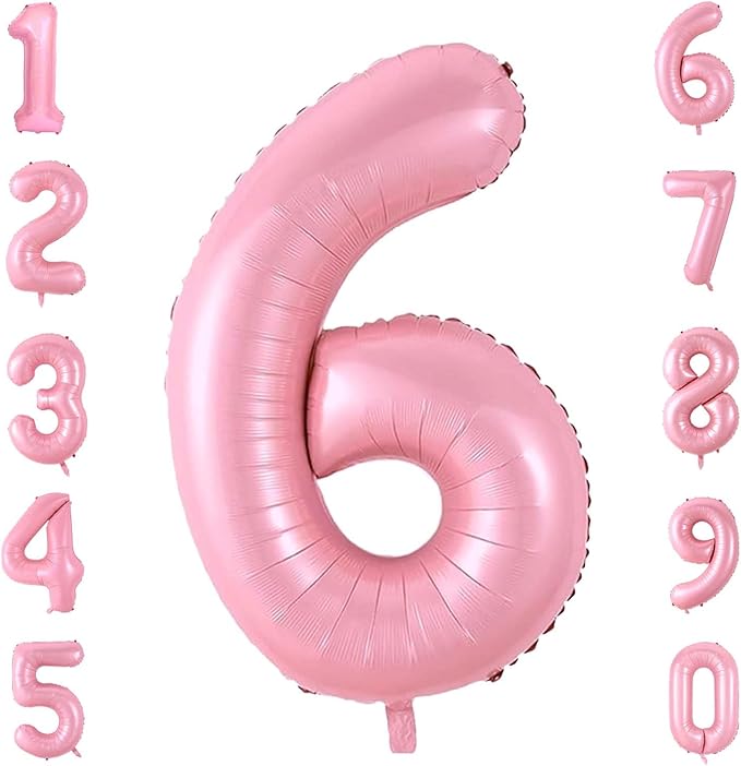 Number 6 Balloon 40 Inch Pink Number Balloon Foil Mylar Alphabet Balloon for Birthday Wedding Baby Shower Party Large Number Balloon