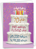 NobleWorks - 70th Birthday Card Funny - 70 Year Old Humor Notecard, Milestone Birthdays Celebration - Year Time Count 70 C9094MBG