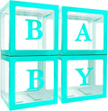 Party Decorations - 4pcs Blue Baby Balloon Boxes Blocks with Blue BABY Letters for Gender Reveal Party,Birthday Party Decorations