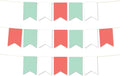 Andaz Press Hanging Pennant Banner with String, Mint Green, White, Coral, 1-Set, 24 Pennants, Approx. 12-Feet Long