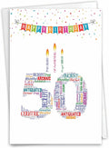 NobleWorks - 50th Funny Card for Birthday - Milestone Bday of 50 Years, Celebrate and Congrats Notecard with Envelope - Word Cloud 50 C3249MBG