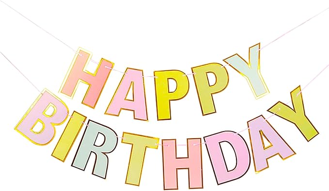 MEETINGU Rainbow Happy Birthday Banner, Colour Rainbow Birthday Party Decorations Color Birthday Sign Colour Happy Birthday Decorations Birthday Party Supplies for Boys Girls Kids Baby Adults (Macaron)