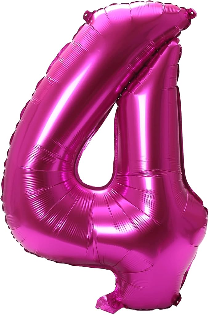 YPSelected 32 Inch Large Foil Helium Number Balloon Birthday Wedding Party 0-9 (Rose Red, 4)