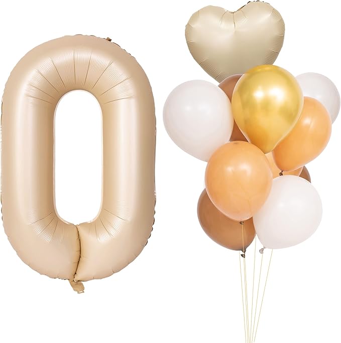 40 In Caramel Number Balloons Helium Foil Mylar latex Balloon Birthday Party banquet Decoration Digital 0