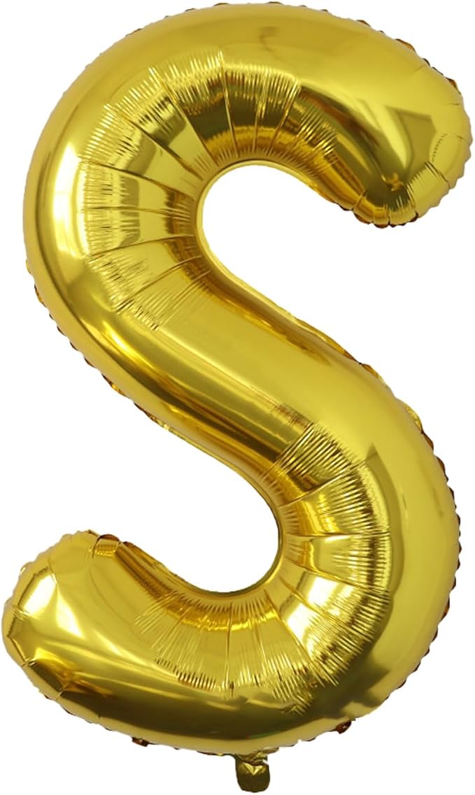 40 Inch Large Gold Letter S Balloons, A to Z Helium Balloons, Foil Mylar Big Balloons for Birthday Party Anniversary Supplies Decorations