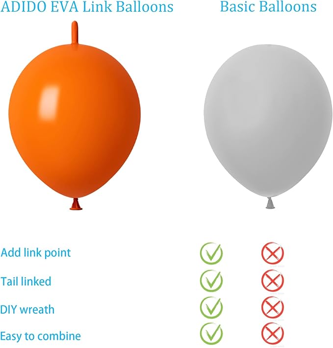 Link Balloons Orange 6 Inch 12 Inch Latex Quick Linkale Balloon 160 Pcs for Birthday, Halloween, Christmas, Party Festival Decorations
