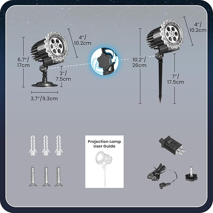 Christmas Projector Lights Outdoor, Waterproof & Adjustable LED Christmas Snowflake Projector Lights Outdoor Indoor, 9W Brightness for Christmas Home Birthday Party Garden Decoration B02PL05